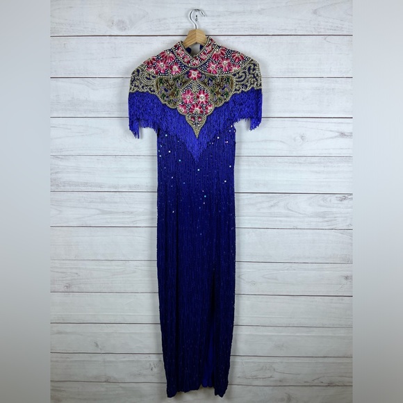 RARE Vintage Naeem Khan Riazee Nights Suzarila Silk Dress Size 8 - Picture 2 of 7